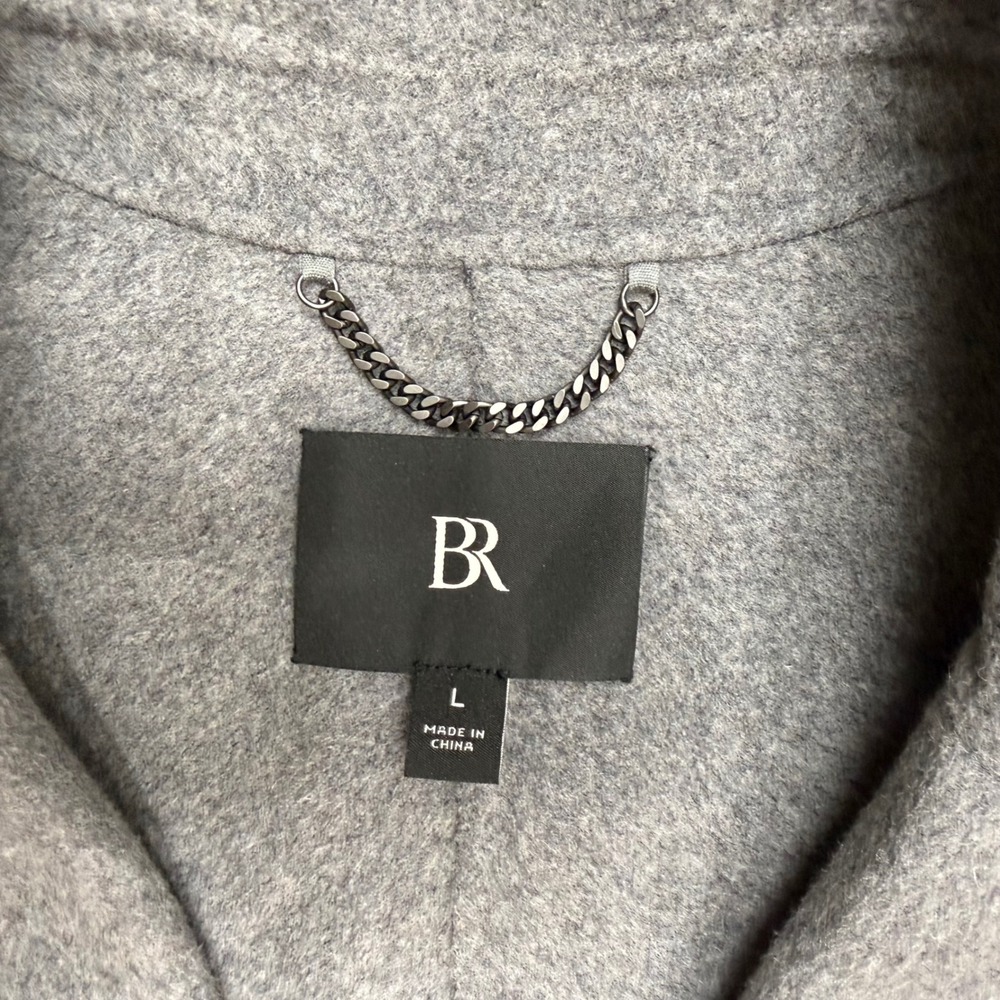 Banana Republic Amina Oversized Top Coat Womens Large Grey Wool Blend Longline L - Picture 6 of 9
